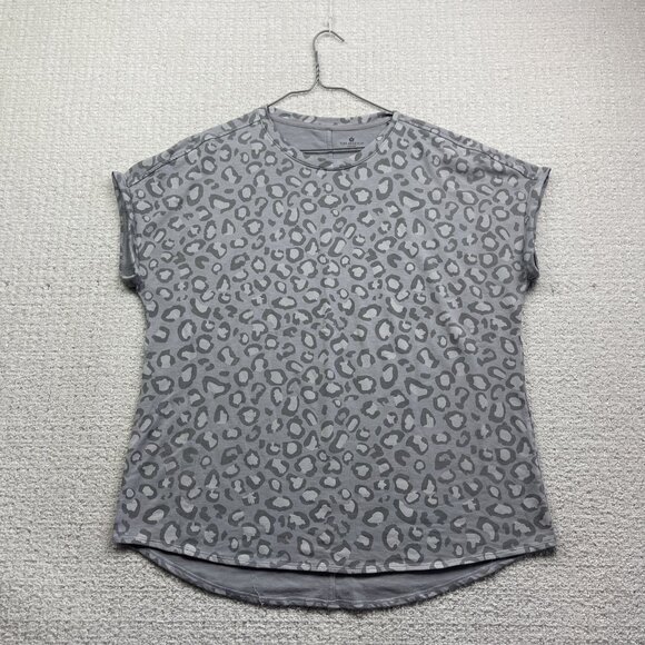 Tuff Athletics Women's XXL Grey Workout Tee Leopard Camo AOP Short Sleeve - Picture 1 of 14